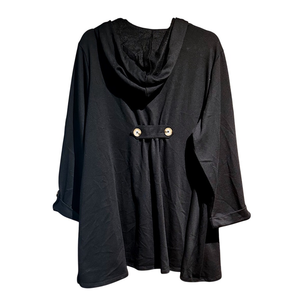Jones New York Woman Black Button Front Hooded Cardigan Jacket Plus Size 2X NEW - Picture 6 of 6